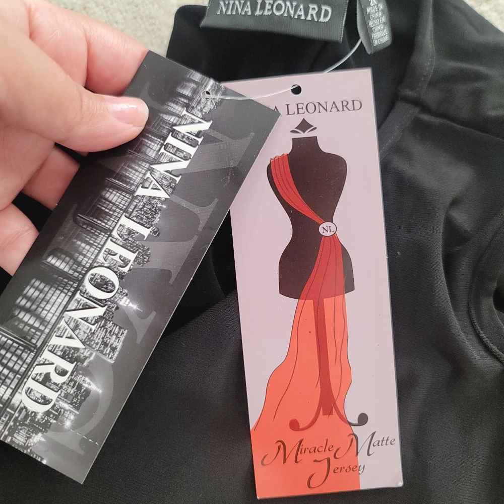 NWT Nina Leonard 2X Black Sequin Cold Shoulder Dress Cocktail Party Glam Evening - Picture 14 of 17